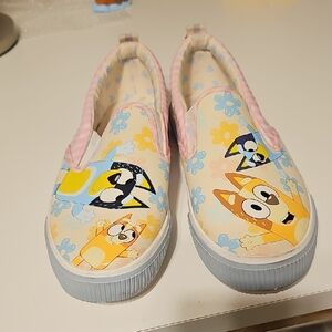 Playful Cartoon Slip-On Sneakers for Women - Pink and Blue